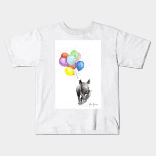 The Rhino and The Balloons Kids T-Shirt